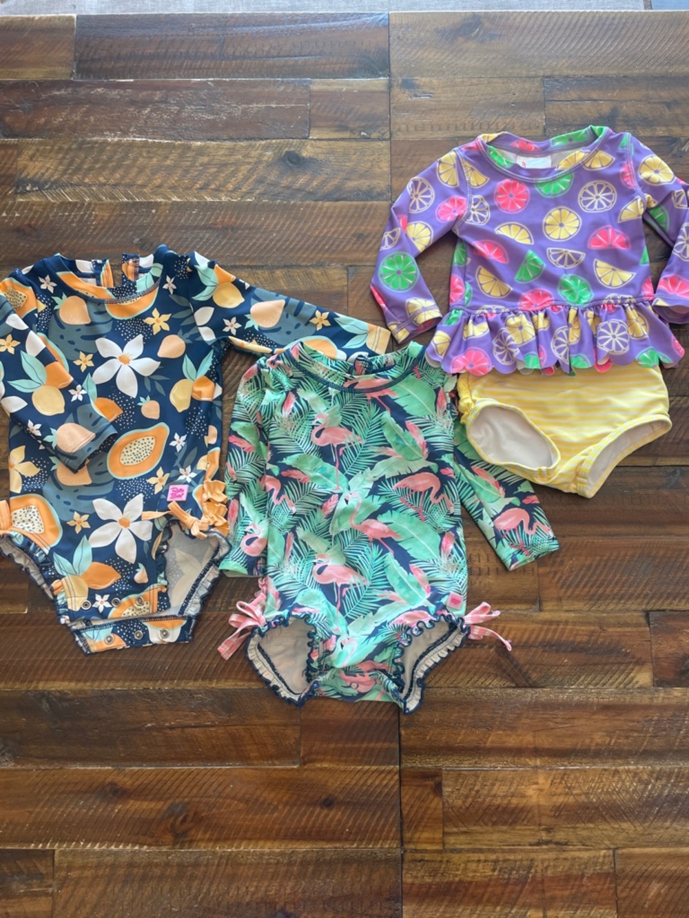 Kids Purple Citrus Ruffle Rashguard Swimsuit